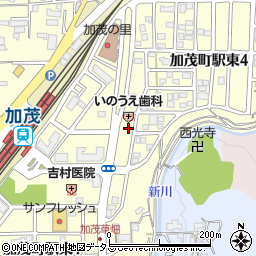 京都府木津川市加茂町駅東周辺の地図