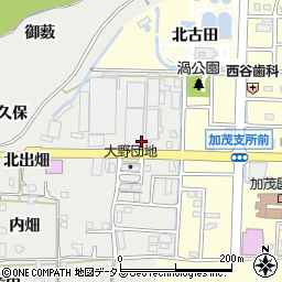 京都府木津川市加茂町大野（ウヅ）周辺の地図