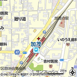 京都府木津川市加茂町駅西1丁目周辺の地図
