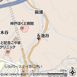 兵庫県神戸市北区山田町下谷上五池谷周辺の地図