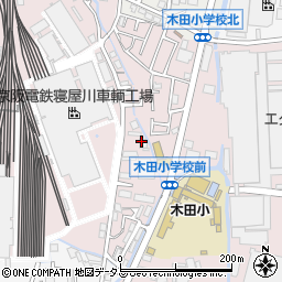 大阪府寝屋川市木田元宮周辺の地図