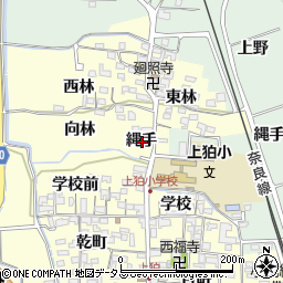 京都府木津川市山城町上狛縄手周辺の地図