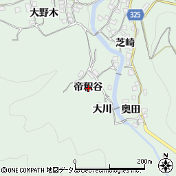 京都府相楽郡笠置町笠置帝釈谷周辺の地図