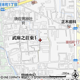 兵庫県尼崎市武庫之荘東周辺の地図