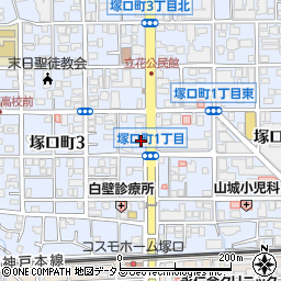 炭火焼肉 寿月 阪急塚口店周辺の地図