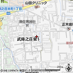 兵庫県尼崎市武庫之荘東1丁目12周辺の地図