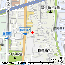 大阪府豊中市稲津町周辺の地図