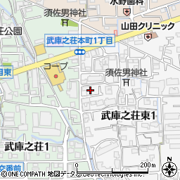 兵庫県尼崎市武庫之荘東1丁目17周辺の地図