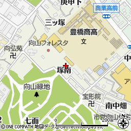 愛知県豊橋市向山町塚南周辺の地図
