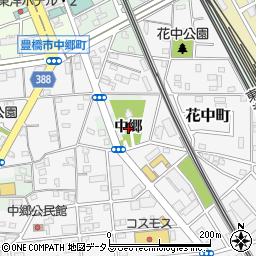 愛知県豊橋市花田町中郷周辺の地図