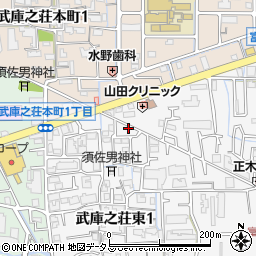 兵庫県尼崎市武庫之荘東1丁目22周辺の地図