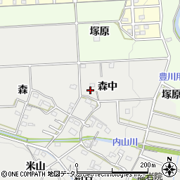 愛知県豊橋市岩崎町森中周辺の地図