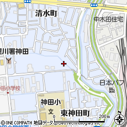 大阪府寝屋川市東神田町13周辺の地図