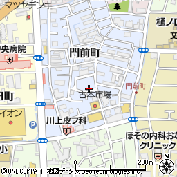 兵庫県西宮市門前町周辺の地図