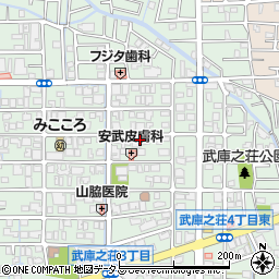 兵庫県尼崎市武庫之荘周辺の地図