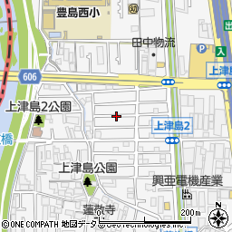 大阪府豊中市上津島周辺の地図