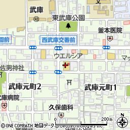 ウエルシア薬局尼崎武庫元町店周辺の地図