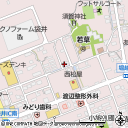 静岡県袋井市堀越734-1周辺の地図