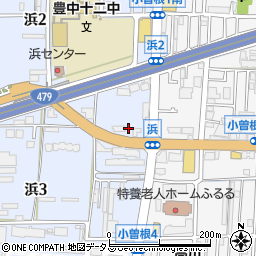 ａｐｏｌｌｏｓｔａｔｉｏｎセルフ豊中浜ＳＳ周辺の地図