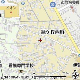 三重県伊賀市緑ケ丘西町周辺の地図