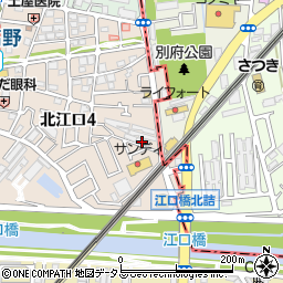 大阪府大阪市東淀川区北江口4丁目3-33周辺の地図