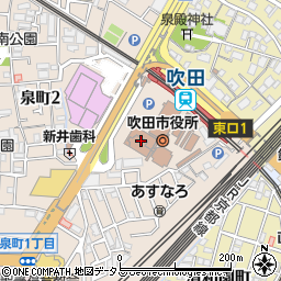 ローソンＳ吹田市役所店周辺の地図