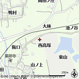 京都府木津川市加茂町大野西高塚周辺の地図