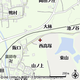 京都府木津川市加茂町大野（西高塚）周辺の地図