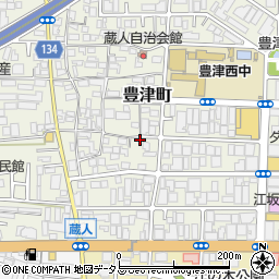大阪府吹田市豊津町周辺の地図