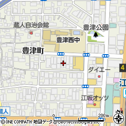 まるとみクリーニング関西スーパー江坂店周辺の地図