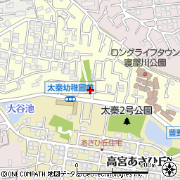 大阪府寝屋川市太秦緑が丘25-14周辺の地図