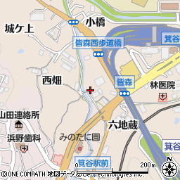 兵庫県神戸市北区山田町下谷上皆森周辺の地図