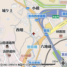 兵庫県神戸市北区山田町下谷上（皆森）周辺の地図