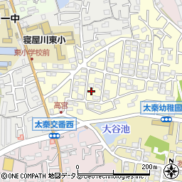 大阪府寝屋川市太秦緑が丘16-19周辺の地図