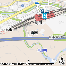 兵庫県神戸市北区山田町下谷上（東向）周辺の地図