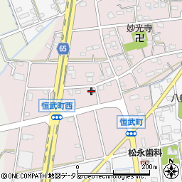 静岡県浜松市中央区恒武町177周辺の地図
