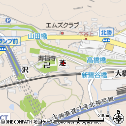 兵庫県神戸市北区山田町下谷上芝周辺の地図
