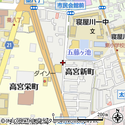 名鉄協商寝屋川高宮新町駐車場周辺の地図