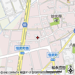 静岡県浜松市中央区恒武町107周辺の地図