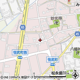静岡県浜松市中央区恒武町104周辺の地図