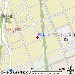 静岡県袋井市延久387周辺の地図
