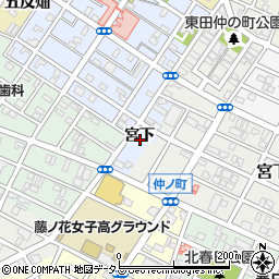愛知県豊橋市岩田町宮下周辺の地図