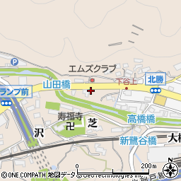 兵庫県神戸市北区山田町下谷上二ツ樋周辺の地図