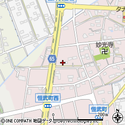 静岡県浜松市中央区恒武町14周辺の地図