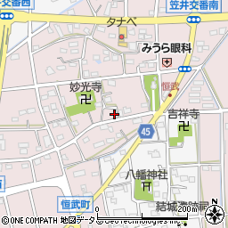 静岡県浜松市中央区恒武町279周辺の地図