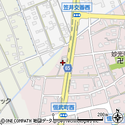 静岡県浜松市中央区恒武町5周辺の地図