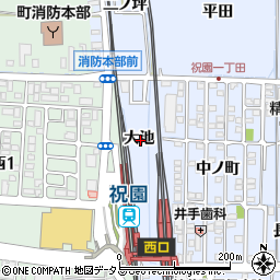 京都府相楽郡精華町祝園大池周辺の地図