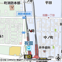京都府精華町（相楽郡）祝園（大池）周辺の地図