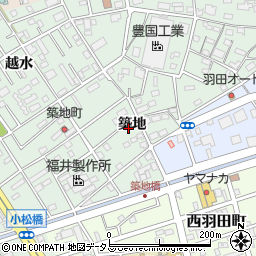 愛知県豊橋市花田町築地周辺の地図