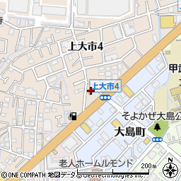 ファミリーマート上大市四丁目店周辺の地図